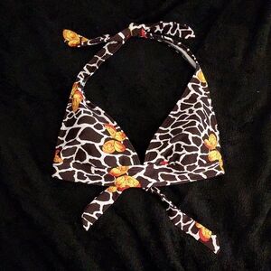Animal print with butterflies bathing suit top